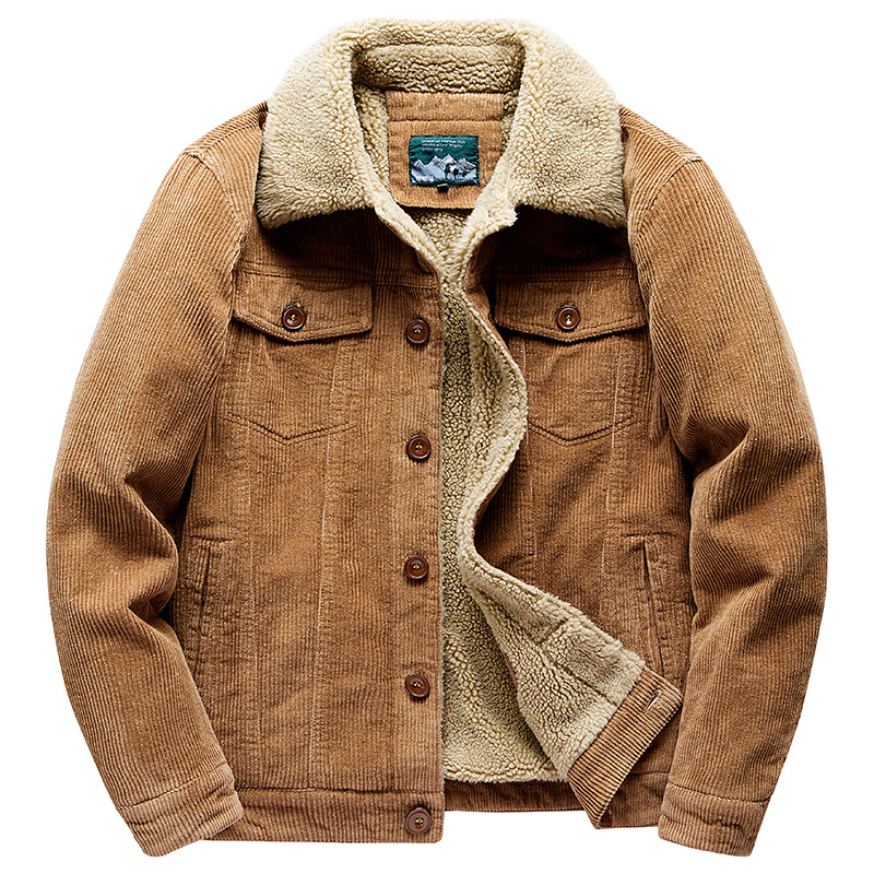 Sherpa Jacket Fleece - Jaqueta Cargo Masculina de Veludo Cotelê
