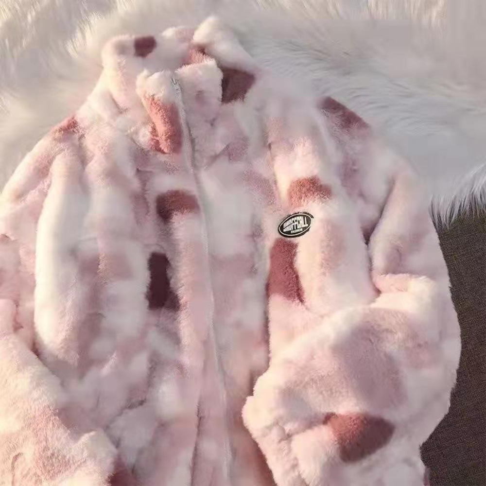 Sherpa Jacket Fleece - Novo feminino tie dye cordeiro velo