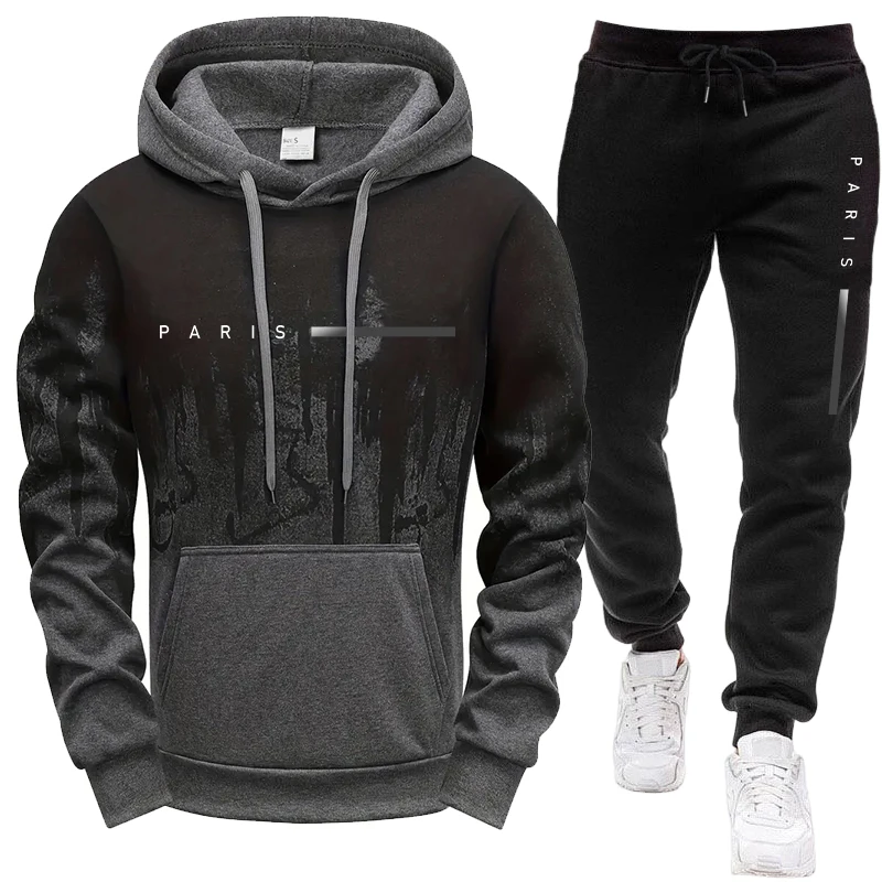 Men'S Fashion Trousers - Conjunto Masculino/Blusão com Capuz/Calças Paris Novidade