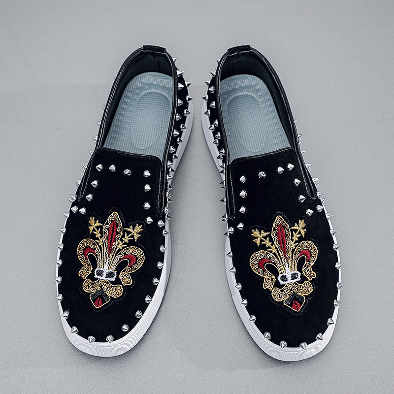 Sapatos Mocassim Pretos Rivets - Suede Loafers Men avaliação e preço
