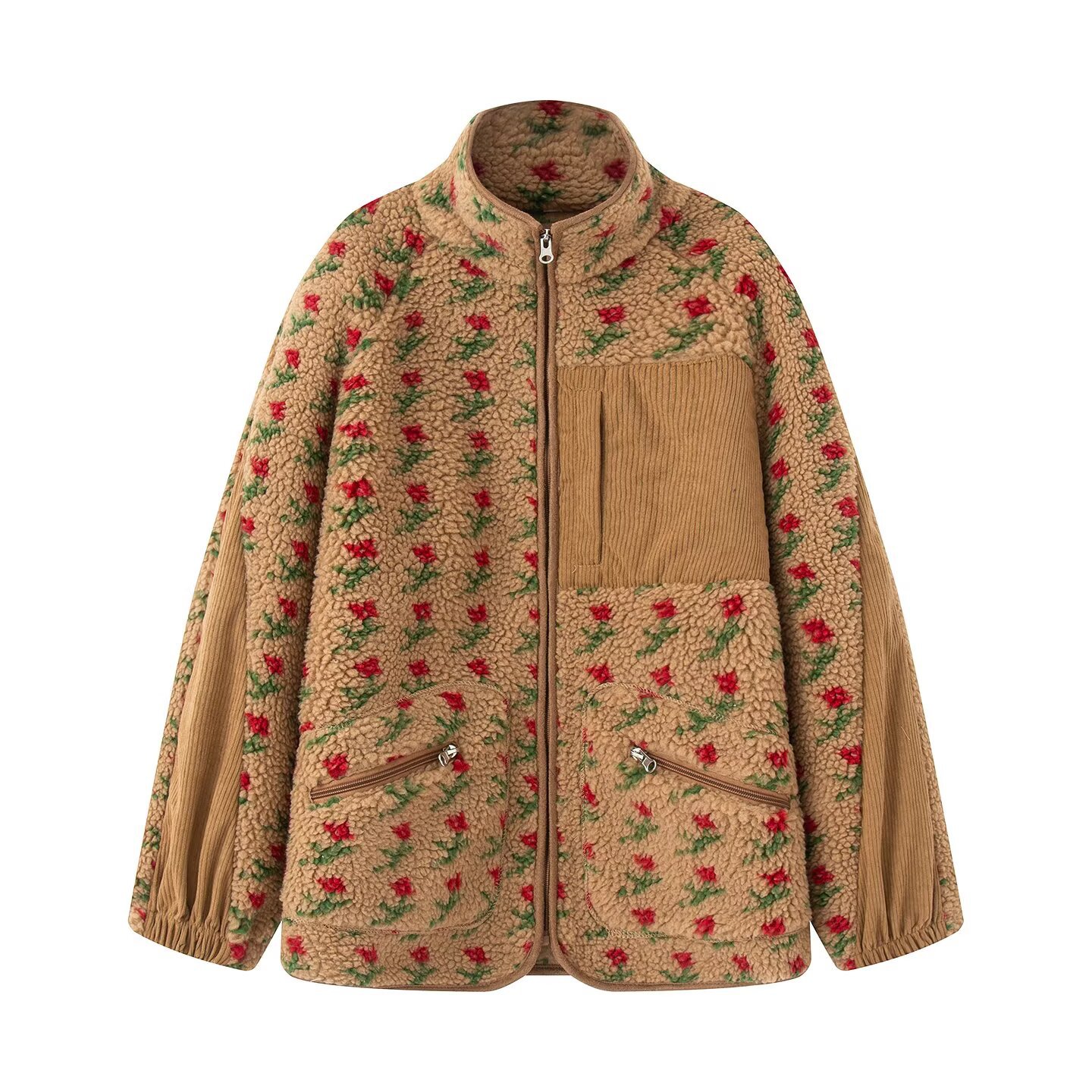 Moda floral jaqueta para mulhe - Sherpa Jacket Fleece avaliação e preço