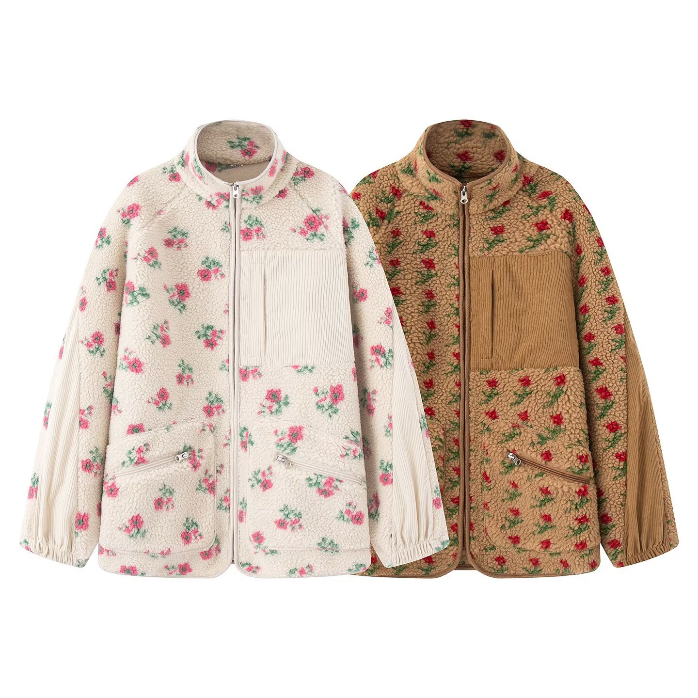Moda floral jaqueta para mulhe - Sherpa Jacket Fleece avaliação e preço