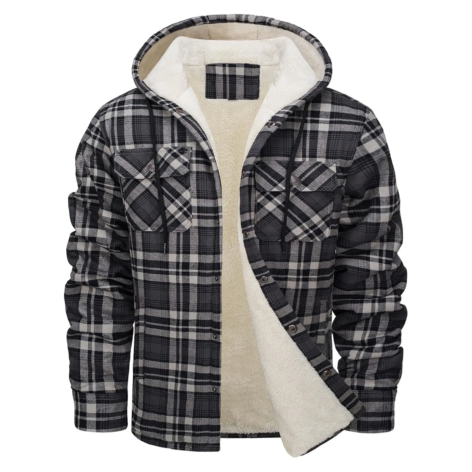 Grosso quente flanela com capu - Sherpa Jacket Fleece avaliação e preço