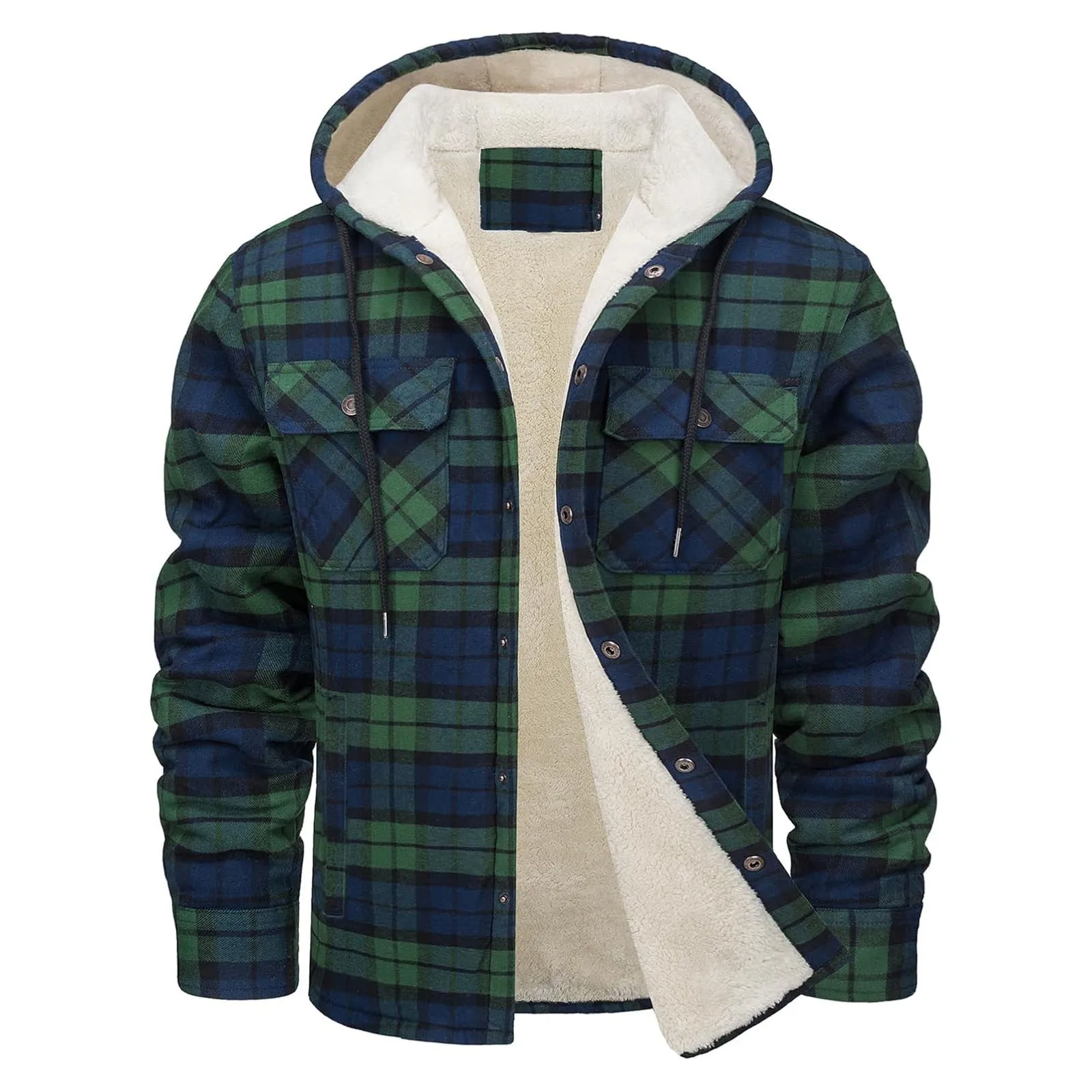 Grosso quente flanela com capu - Sherpa Jacket Fleece avaliação e preço