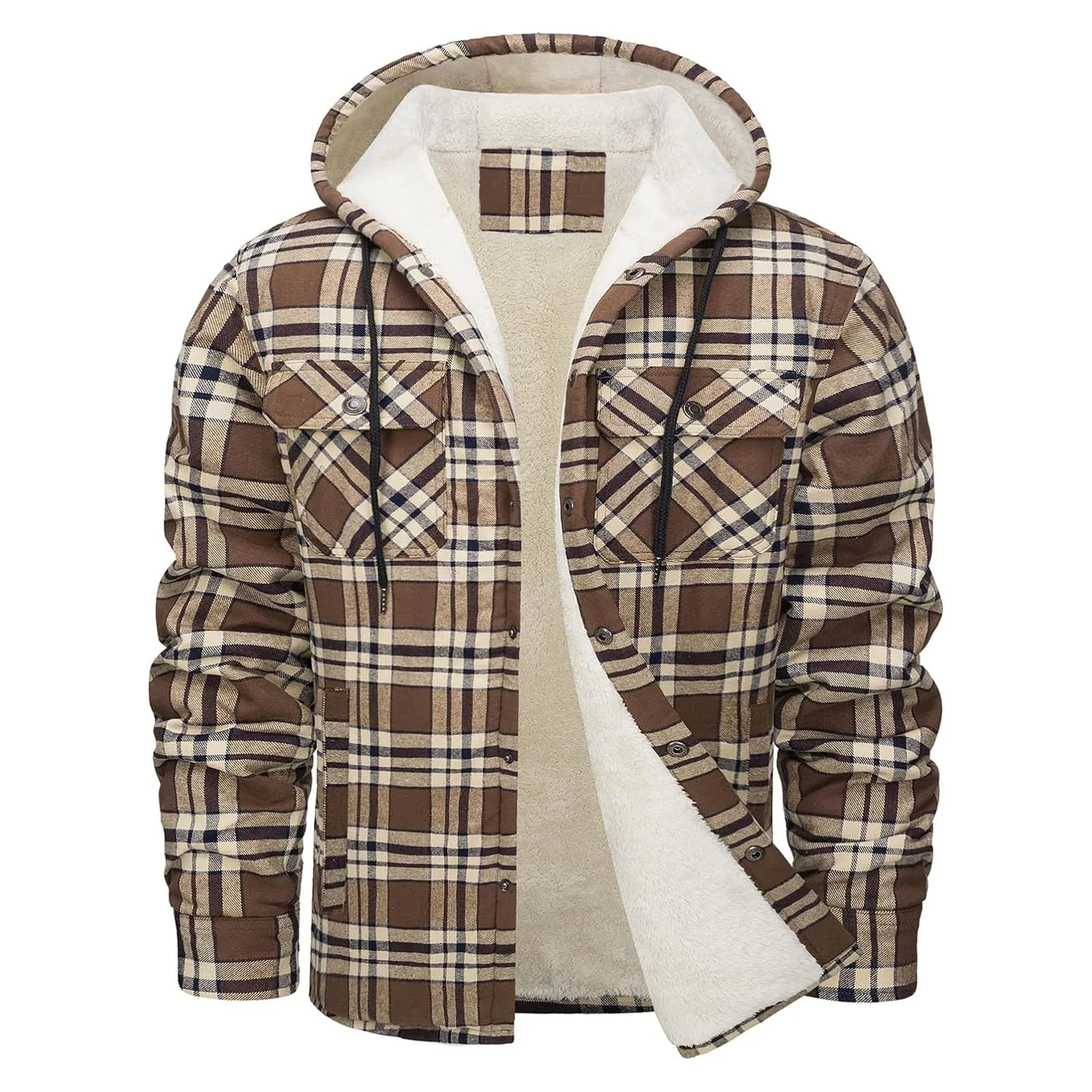 Grosso quente flanela com capu - Sherpa Jacket Fleece avaliação e preço