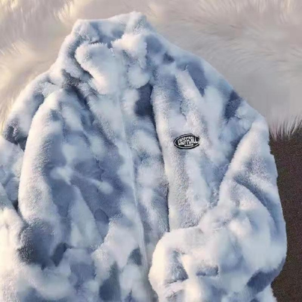 Novo feminino tie dye cordeiro - Sherpa Jacket Fleece avaliação e preço
